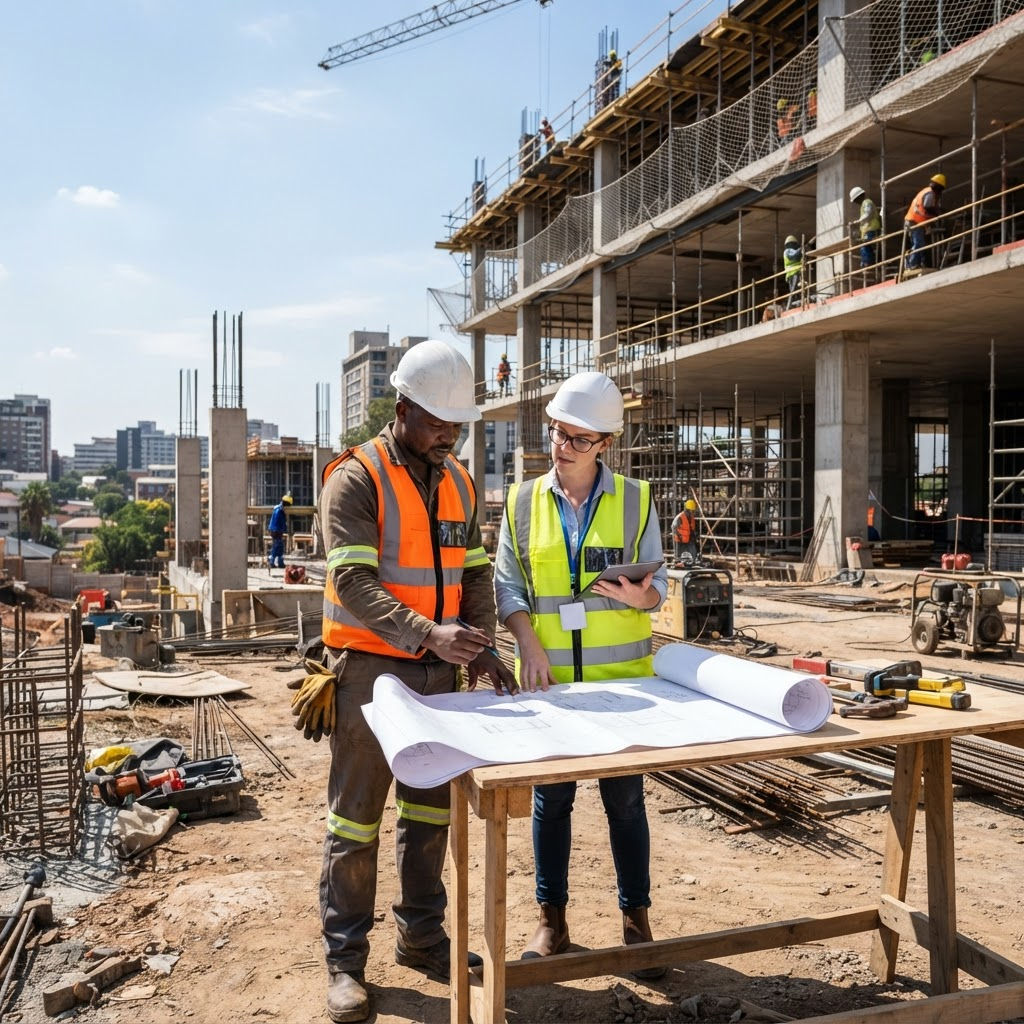 General building and construction work by a diverse crew